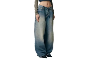 Wholesale Plain Jeans For Women Fashion Style Vintage Blue Washing Oversize Denim Pants Custom Brand Logo Women's Jeans