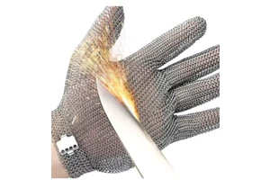 304 Stainless Steel Chainmail Cut Resistant Glove, ANSI/ISEA Cut Level 9 High Tensile Flexible Metal Mesh Safety Glove