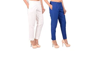 OEM Services High Quality Slim Fit Ladies Trousers Breathable Canvas Elastic Waist Streetwear High Waist Solid Color Women