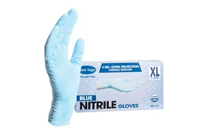 Custom Logo 100pcs/Box Powder-Free Blue Nitrile Disposable Gloves Premium Nitrile Glove with Blue Color