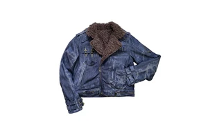 Custom Designer Men's Vintage Denim Fur Jacket Zip Winter Thick Fleece Denim Outerwear Coats