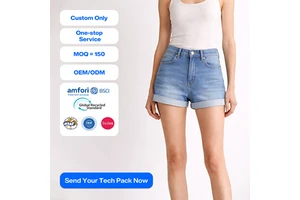 SHENGFU Custom OEM Women High Waist Denim Shorts Casual Summer Stretch Slim Fit Blue Jean Short Pants Streetwear Fashion Apparel