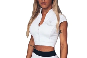 Women's Yoga Crop Tops High Waist Leggings Zipper Closure Eco-Friendly Seamless 100% Cotton Quick Dry Yoga Set Diamond Hole