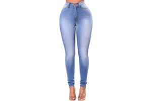 Women's High Waist Skinny Jeans Full Length Solid Stonewashed Denim Casual Fit Spandex Cotton Blend Breathable Stretchy Pants