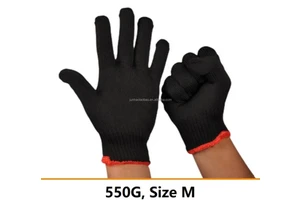 EN388 Nylon Knitted Black Color Work Gloves General Purpose Safety Working Gloves