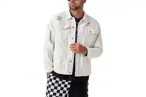 OEM Custom High Quality Mens Denim Jacket Jeans Set Button Down Washed Jeans Coat and Pant Wholesale Cotton Jeans Jacket