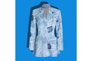 Custom Denim Suit Shirt Women's Mid-Length Coat Personality Graffiti Top