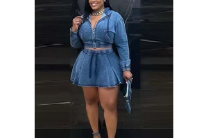 Summer Women's Denim Jackets Suits Two Pieces Skirts Sets