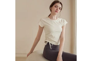 High-end Yoga Sports Top Women's Short-sleeved Tight Slim Spandex/Nylon Quick Dry Solid Summer Running Pilates Training
