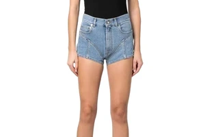 Mid-Waisted Straight SAND WASH Stretch Women's Denim Shorts Eco-Friendly Quick Dry Washable High Quality for Summer
