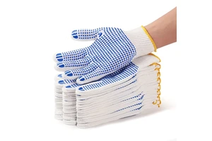 Best Quality 7/10/13 Gauge Personal Latex Safety Protection Work PVC Dotted Cotton Glove For Men