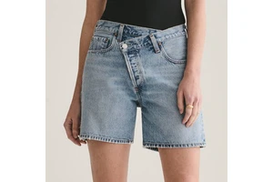 OEM High Waist Cross Waist Denim Shorts For Women Straight Loose Fit Breathable Washed Summer Casual Style Custom Logo Vintage