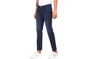 Hot Sale Men Jeans Denim Long Pants Stretch Casual Zipper Long Straight Slim Pockets Solid Color Men's Autumn Cotton Pants Jeans