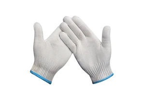 Wholesale Cheap High Quality Construction Natural White Cotton Knitted Safety Working Gloves in Bulk for Garden Construction Sit
