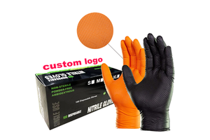 2022 Thick Durable Industrial Repair Machine Nitrile Gloves 6mil Black Orange Nitrile Gloves For Garage Repair Shop