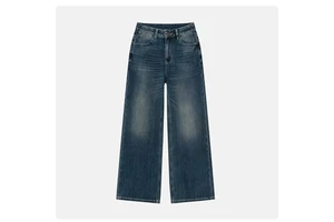 Women's High Quality Turkish Roll Fabric Lyocell Stretch Dark High Waist Straight Wide Leg Casual Loose Fit Baggy Jeans Women