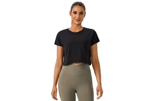 Women's Nude-feel Lightweight Quick-dry Yoga T-shirt Breathable Short Sleeve Workout Top Spandex/Nylon Fabric for Gym Fitness