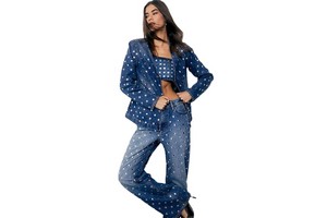 Custom Women's Casual Spring 3-Piece Denim Jacket and Jean Pants Set