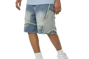 Factory Price Men's Washed Denim Jeans Shorts Streetwear Summer Straight Light Blue Comfortable Denim Shorts