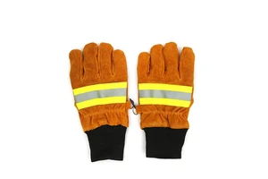 Fire Fighting Gloves Cow Split Leather Safety Gloves Heavy Duty Heat Resistant Reflective Industrial Protection Rescue Gloves