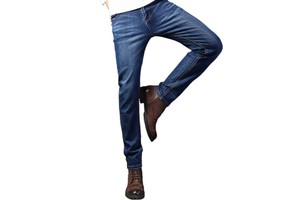 Men's Custom Logo Ripped Jeans Hot Sale Multi-Pocket Slim Fit Casual Wash Straight Cotton Jeans Pants Plus Size Available