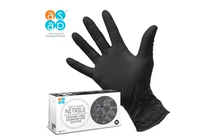 ASAP Disposable Thick Black Nitrile Powder Free Examination Gloves Safety Hand Protection