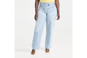 Casual Streetwear Cotton Straight Leg Tall Girl Plus Size Crisscoss Jeans
