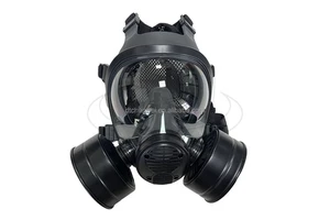 New Arrival Black Reusable Silicone Personal Tactical Protective Full Face Gas Mask With Double Filter Canister Breathing Valve
