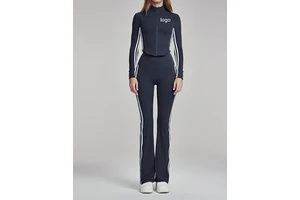 Unisex Yoga Wear Set-Two-Piece Casual Outdoor Running Striped Slimming Fitness Outfit with Drawstring Closure (Polyester)