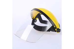 Yellow Safety Face Mask Shield Full Impact Resistant Face Mask Shield for Grinding and Cutting with Ratchet Headgear