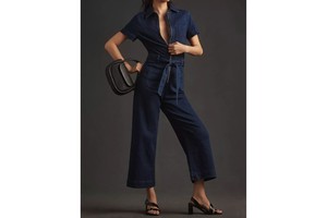 High Quality Blue Denim Women's Overall Jump Suit Plus Size Stretch Casual-Formal Washed Jeans Jumpsuit Logo Waist for Summer