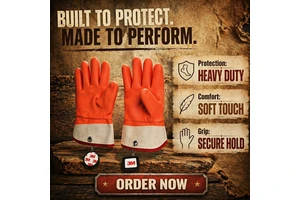 Orange Breathable Safety Gloves PVC Impregnated Heavy Duty Abrasion Resistance Durable Anti-Slip Anti-Cut Customizable