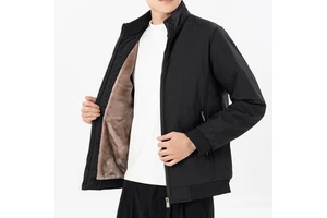 Men's Premium Denim Cargo Jacket Stand Collar Zipper Closure Winter Formal with Multi-Pockets Front Logo Loose Fit OEM Service