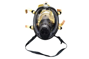 CE-Certified Professional Breathing Protection Flexible Silicone Full-Face SCBA Mask Anti-Fog Lens Adjustable Kevlar Head Net