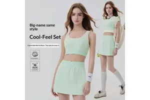 Women's Tennis & Pilates Yoga Two-Piece Sports Suit with Breast Pad Spandex/Nylon 230g Contrast Cool Casual Design