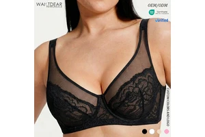 HEXIN Wholesale Unlined Lace Mesh Woman Bra Push Up Bra Shapewear Bra For Women Minimizing Bra Full Coverage Bra