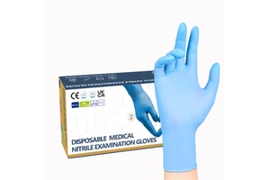 For PCS Disposable Blue Nitrile Powder-Free Safety Gloves CE/FCC/ISO Certified Puncture-Resistant Anti-Static Waterproof