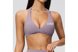 Women Neck Halter Backless Sports Bra Soft High Quality Fabric Workout Bra Stretch Yoga Gym Training Athletic Fitness Top