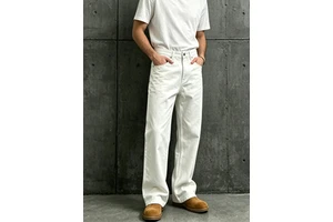 Arrival Men's White Denim Jeans Relaxed Fit Wide Leg Trousers High Quality Cotton Loose Straight Jean Pants for Men Streetwear
