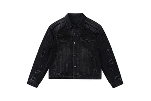 Men's High-Quality Custom Hip Hop Style Ripped Denim Jacket and Coat Casual 100% Cotton Denim Jeans Jacket for Men's