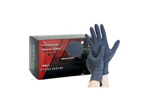 10 Mil Automobile Mechanical Gloves Nitrile Glove Industrial Heavy Duty Diamond Texture Powder Free Black Nitrile Gloves