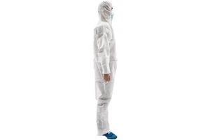 Junlong SMMS White Disposable Waterproof Breathable Lightweight Anti-Static ISO13485 Certified Cleanroom Coveralls for