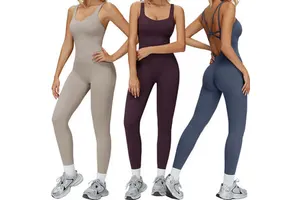 High Elastic One Piece Sports Running Playsuits Women Lift Hips Comfortable Yoga Fitness Backless Jumpsuit