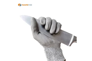 Factory 13G XL Black Durable HPPE Safety Nylon Liner Work Safety Gloves PU Work Gloves Cut Resistant Gloves Level 5