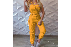Women Fashion Girls Ladies Plus Size Slim Denim One Piece Jumpsuits Rompers Summer Sleeveless Bodycon Cargo Pants With Belt