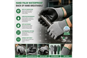 ANSI A3 Palm Coated Nitrile Smooth Industrial Safety Gloves with Reinforced HPPE for Construction Heavy Duty Anti Cut Gloves
