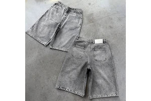 LOW MOQ OEM Men's Blank Acid Washed Sun Faded Bermuda Denim Shorts Plain Plus Size Knee Length Pantalones Jorts Pour Hombre