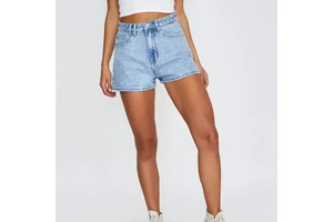Summer High Waist Women Blue Jeans Acid Wash Effects Denim Short Hot Pants Shorts Female Loose Curling Denim Shorts Women Short