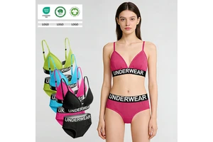 Manufacturers Women's Underwear Bra And Panties Sets Custom Logo Sport Cotton Spandex Breathable Female Lingerie Sets For Women