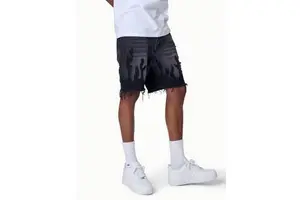 Men's Jean Shorts Casual Straight Summer Denim Woven Flame Graphic High Quality OEM Custom Low MOQ